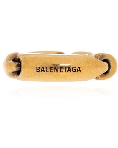 Balenciaga Logo Engraved Ring - Metallic