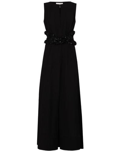 Jil Sander Sequin-embellished Cut-out A-line Gown - Black