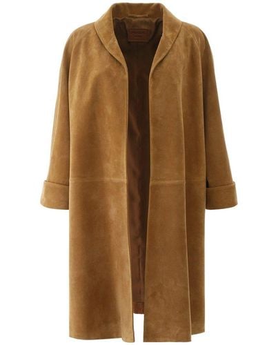 Prada Relaxed Fit Leather Coat - Brown
