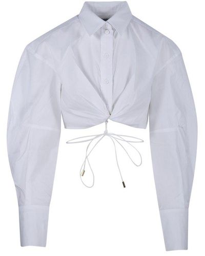 Jacquemus Gathered Long-sleeved Shirt - White