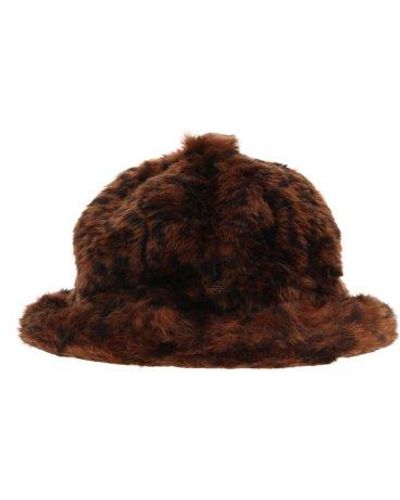 Kangol Faux Fur Logo Embroidered Casual Hat - Brown