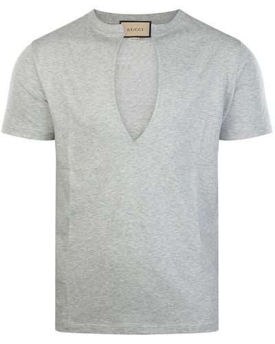 Gucci Split Neck Short-sleeved T-shirt - Grey