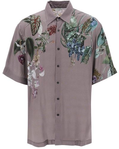 Dries Van Noten Cassidye Floral Print Short Sleeve Shirt - Purple