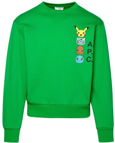 A.P.C. Graphic Printed Crewneck Sweater - Green