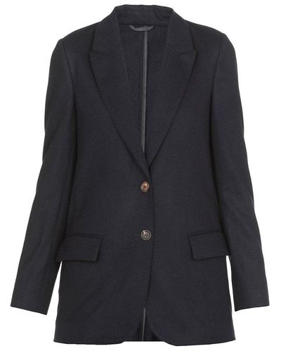 Brunello Cucinelli Single-breasted Buttoned Jacket - Blue
