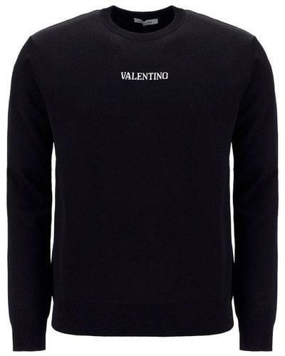 Valentino Jacquard Logo Long-sleeved Sweater - Blue