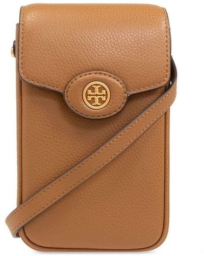 Tory Burch 'robinson' Phone Pouch With Strap, - Brown