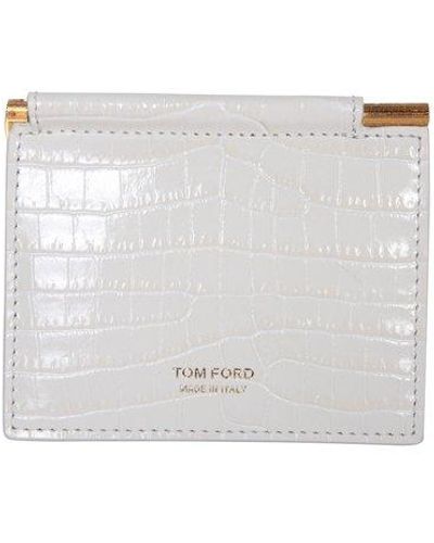 Tom Ford Small Embossed Money Clip Cardholder - White