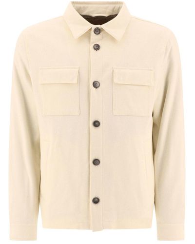 Herno Long Sleeved Buttoned Shirt Jacket - Natural