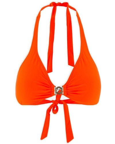 Tory Burch Nylon Bikini Top With Monogram Detail - Orange