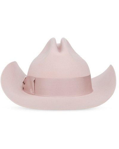 Gucci Logo Embroidered Fedora Hat - Pink
