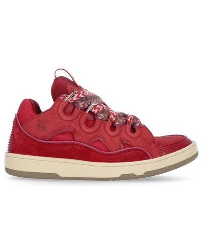 Lanvin Curb Chunky Leather Trainers - Men's - Rubber/calf Leather/fabric/calf Leather - Red