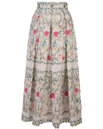 Elie Saab Embroidered Garden Skirt - White