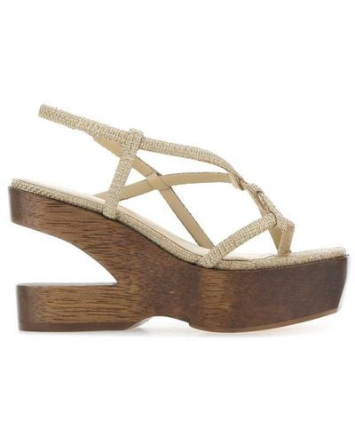 Cult Gaia Strappy Wedge Sandals - Natural