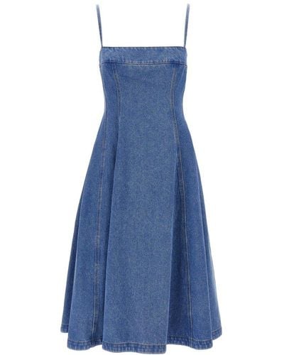 Marni Dart Detailed Sleeveless Denim Dress - Blue