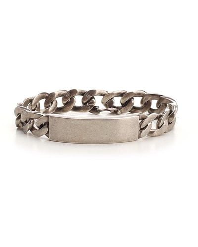 Maison Margiela Logo Engraved Curb Chain Bracelet - White
