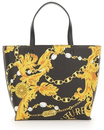Versace Chain Couture Print Reversible Tote Bag - Metallic