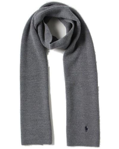 Polo Ralph Lauren Logo Embroidered Knitted Scarf - Gray