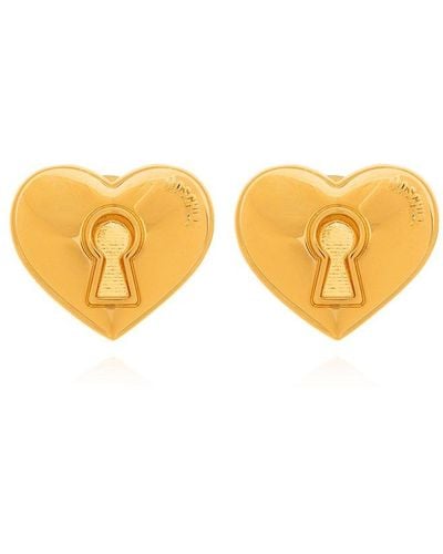 Moschino heart-shape chain-link clip-on earrings - Gold