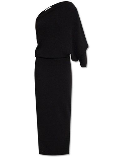 Saint Laurent Cashmere One-Shoulder Dress, ' - Black