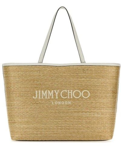 Jimmy Choo Marli Logo Embroidered Tote Bag - Natural