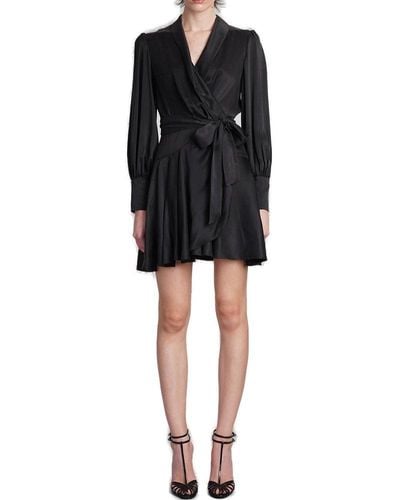 Zimmermann V-neck Wrap Mini Dress - Black