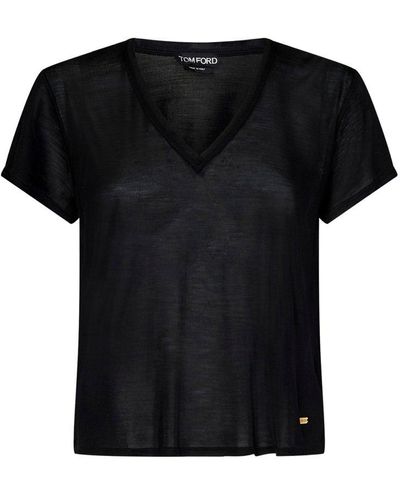 Tom Ford V-neck Fine Knit T-shirt - Black