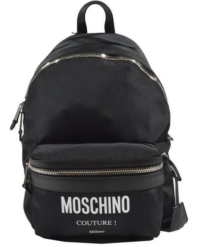 Moschino Logo Printed Backpack - Black