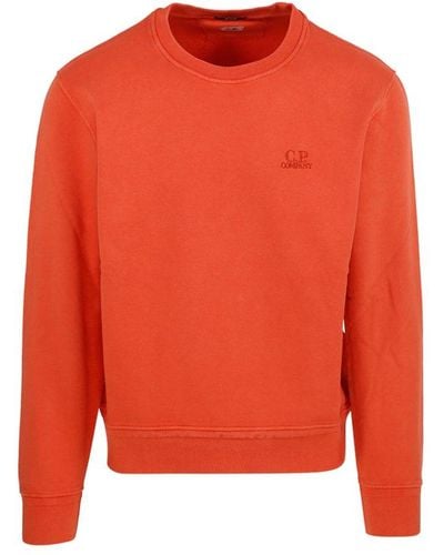 C.P. Company Logo Embroidered Knit Sweater - Orange