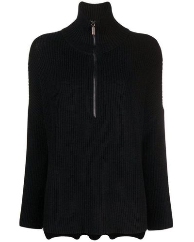Societe Anonyme Zip-up Roll Neck Chunky-knitted Jumper - Black
