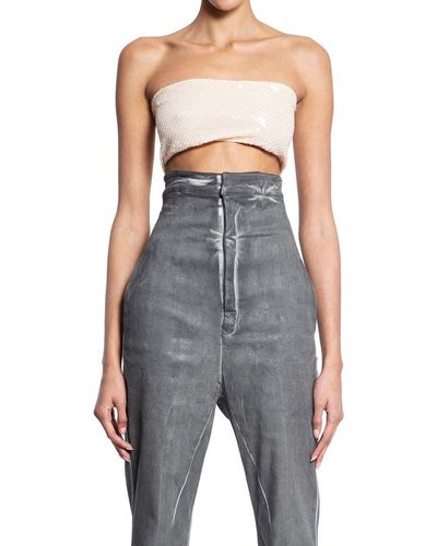 Rick Owens Lilies Sequinned Cropped Bandeau Top - Grey