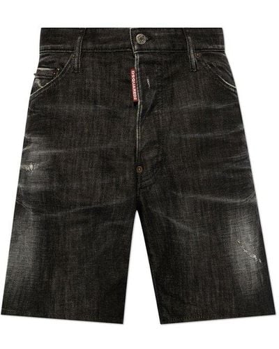 DSquared² Distressed Denim Shorts - Black