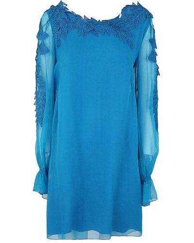 Alberta Ferretti Long Sleeves Mini Dress Clothing - Blue