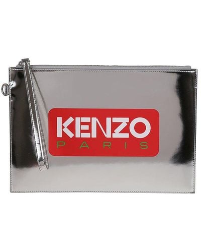 KENZO Large Logo Printed Clutch Bag - Red