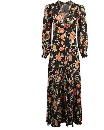 RIXO London V-neck Floral-printed Maxi Dress - Black