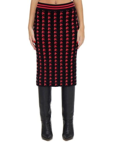 Marco Bologna Pattern Knit Midi Skirt - Red