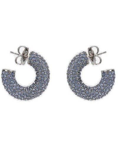 AMINA MUADDI Cameron Embellished Mini Hoop Earrings - Blue