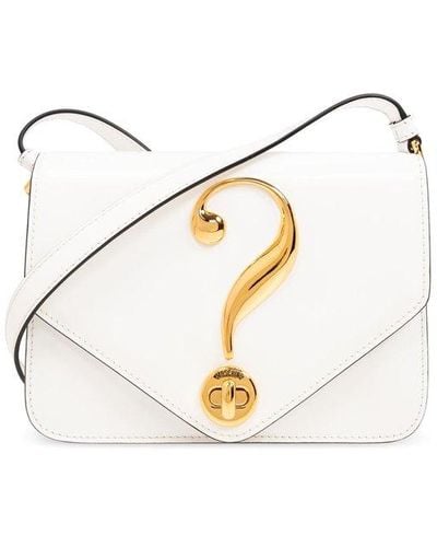 Moschino Question Mark Plaque Crossbody Bag - White