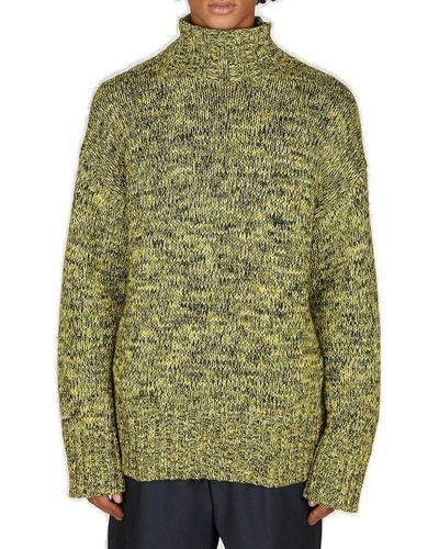 Jil Sander + Drop Shoulder Crewneck Sweater - Green