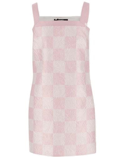 Versace Check-printed Sleeveless Mini Dress - Pink