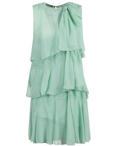 Alberta Ferretti Tiered Sleeveless Dress - Green
