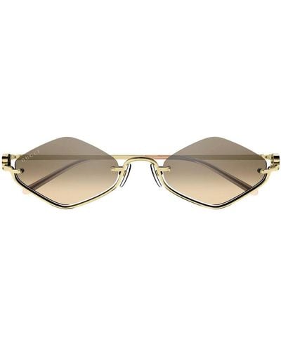 Gucci Diamond Frame Sunglasses - Metallic