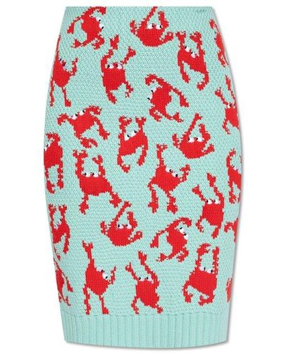 Bottega Veneta Skirt With Crab Pattern, , Light - Red