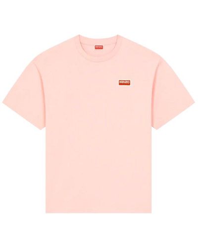 KENZO Logo Printed Crewneck T-shirt - Pink
