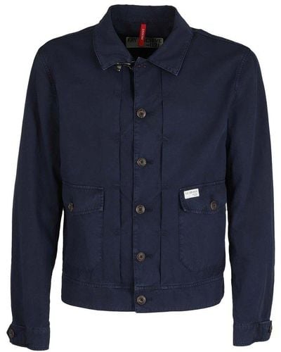 Fay Button-up Long Sleeved Work Jacket - Blue
