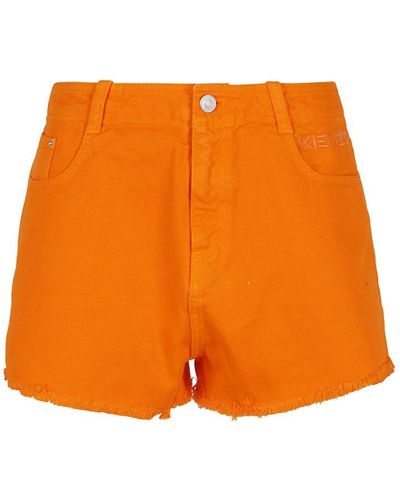 KENZO Frayed Edge Denim Shorts - Orange