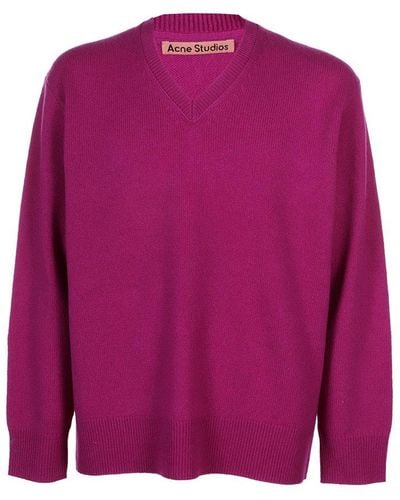 Acne Studios V-neck Long-sleeved Sweater - Pink