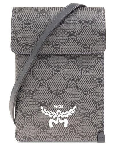 MCM All-over Logo Printed Shoulder Bag - Grey
