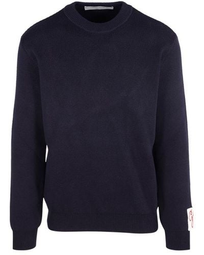 Golden Goose Logo Patch Knitted Sweater - Blue