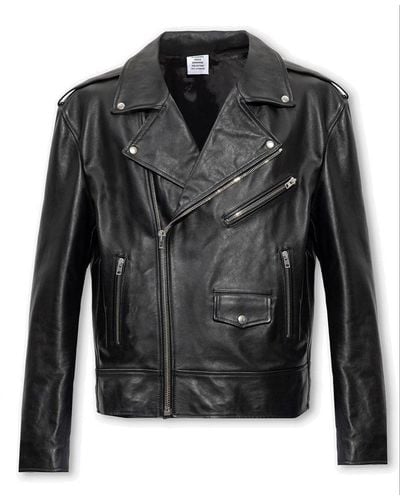 Vetements Zip-up Long-sleeved Leather Jacket - Black